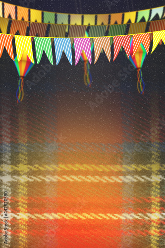 Vertical Festa Junina background with space for text, brazilian typical party of Saint John. 
