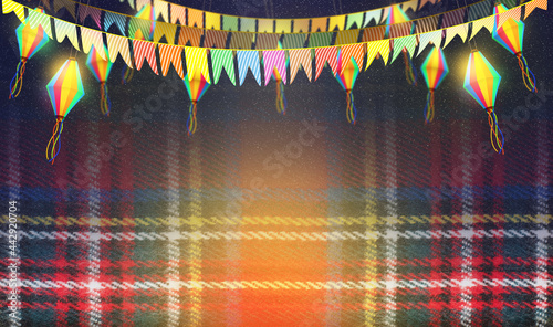 Festa Junina background with space for text, brazilian typical party of Saint John. 