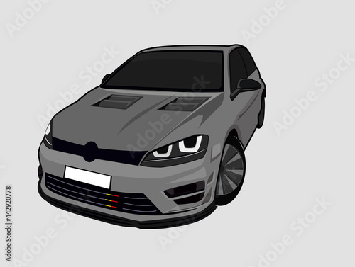 silver car vector illustration