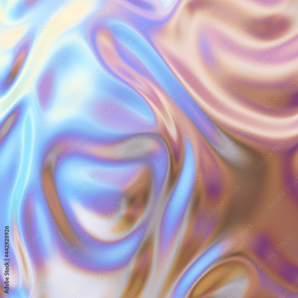 Fototapeta premium Trendy Iridescent Holographic Background. 3d render.