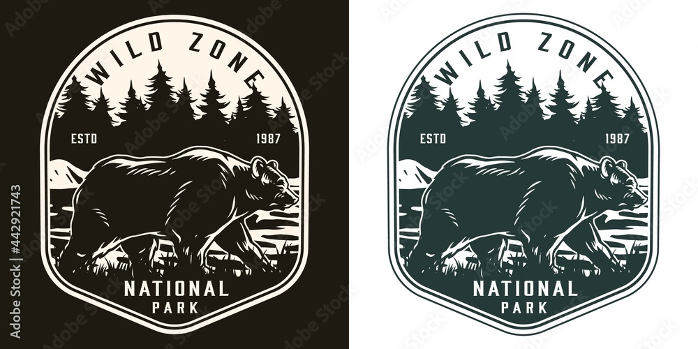 Obraz premium National park vintage monochrome label