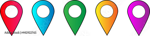 Location icon color set. GPS navigator icon. Geolocation signs. Vector.