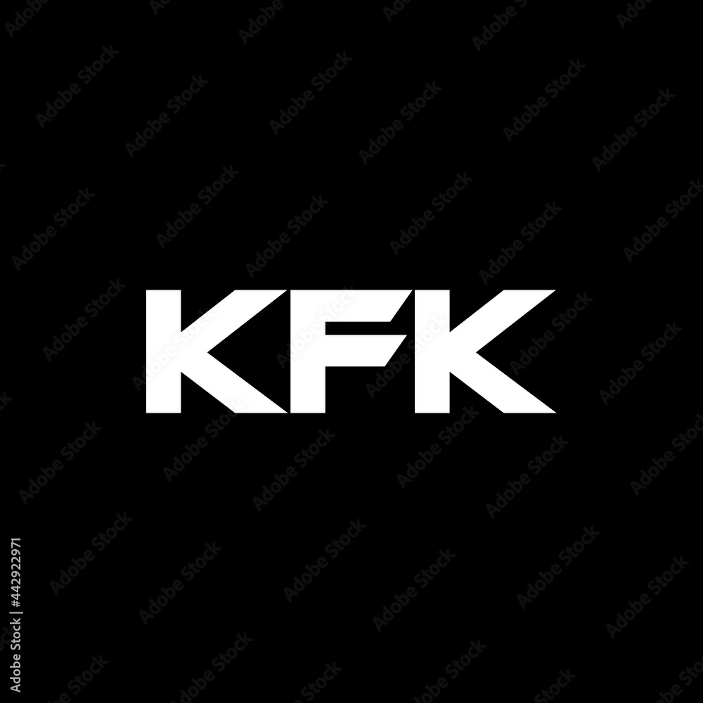 KFK letter logo design with black background in illustrator, vector logo modern alphabet font overlap style. calligraphy designs for logo, Poster, Invitation, etc.