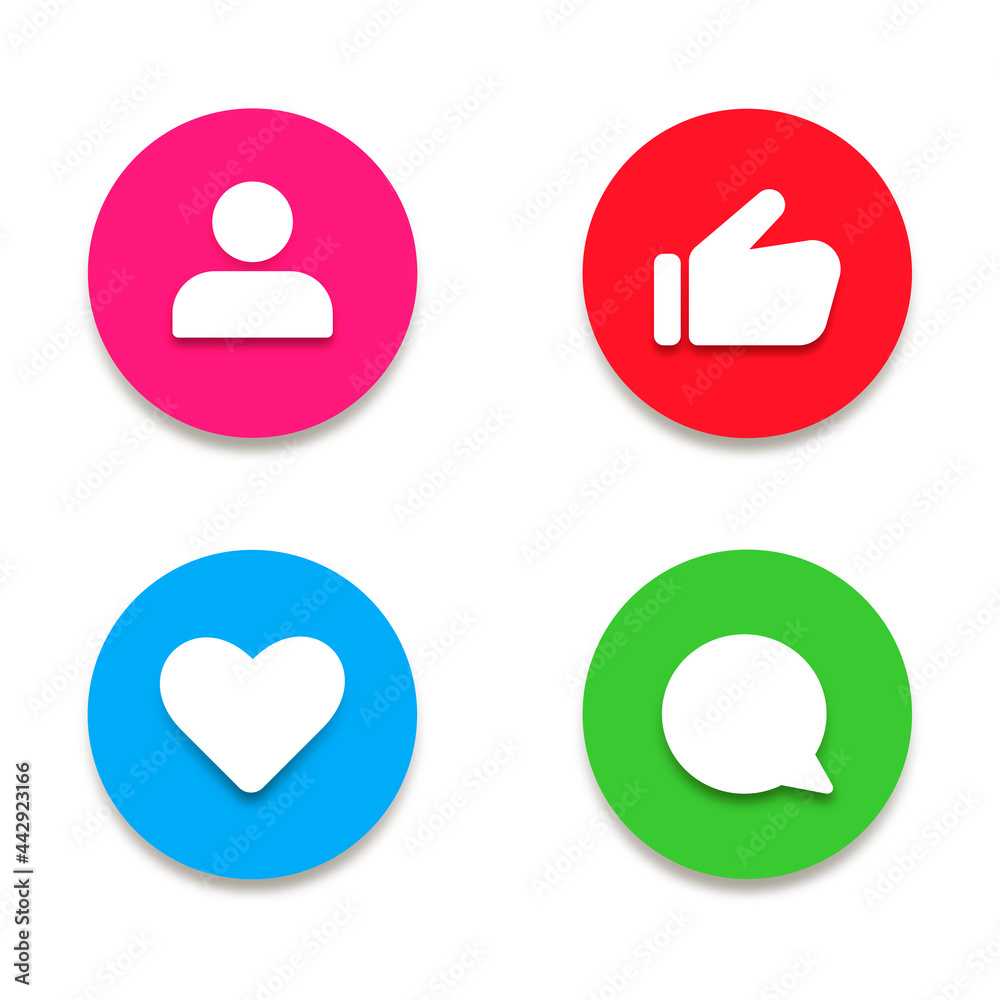 Set of social media icons. Heart, like or love, comment and share. Social networks icons. Vector Set of social media icons. Heart, like or love, comment and share. Social networks icons. Vector