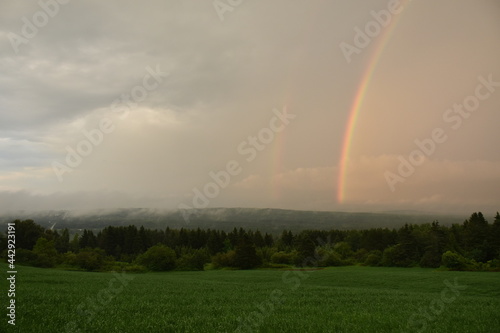 A rainbow after a thunderstorm, Sainte-Apolline, Québec, Canada