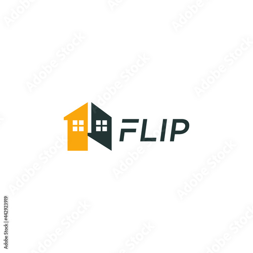 logo design home flip vector illustration