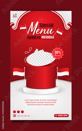 Indonesia's independence day food menu promotion social media story template
