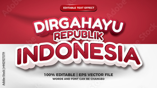 Indonesian Independence day dirgahayu republik indonesia red and white flag editable text effect