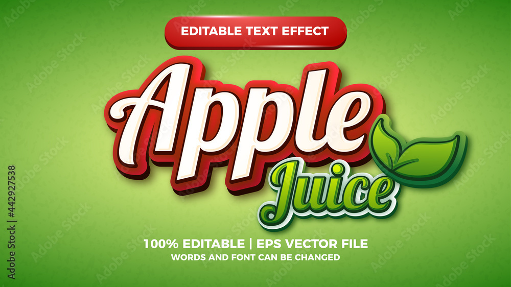 apple juice editable text style effect illustrator. vector design template for logo design apple juice editable text style effect illustrator. vector design template for logo design