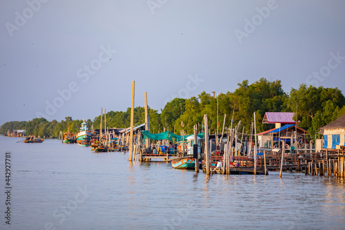 Lifestyle of fishermen on their boats in Samut Sakhon Thailand. photo