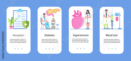 Diabetes mellitus app vector. Illustration of type 2 diabetes and insulin production concept vector.