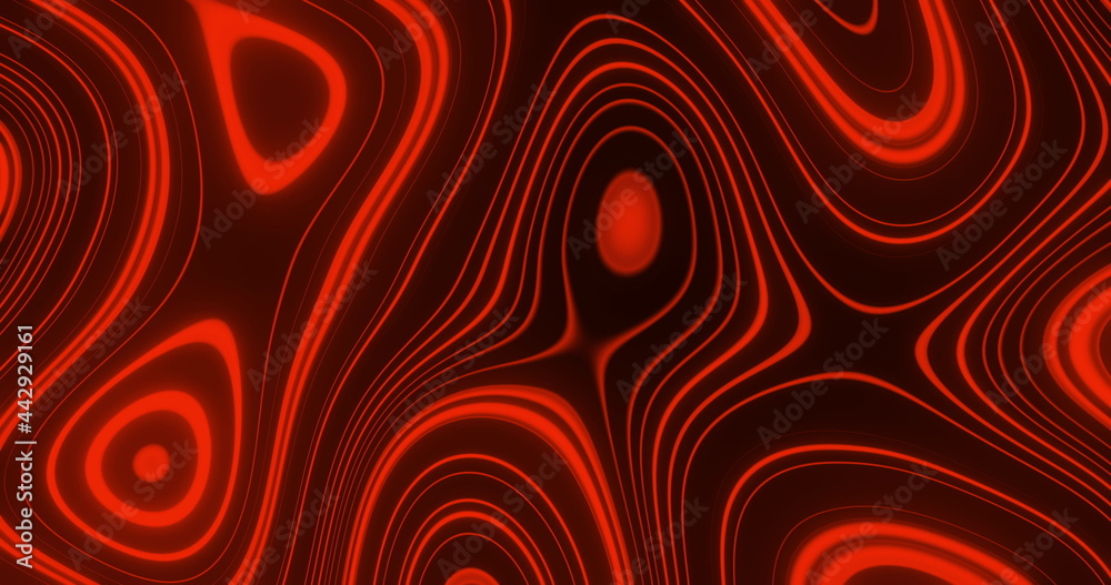 Image of multiple red glowing liquid shapes waving swirling and flowing smoothly 