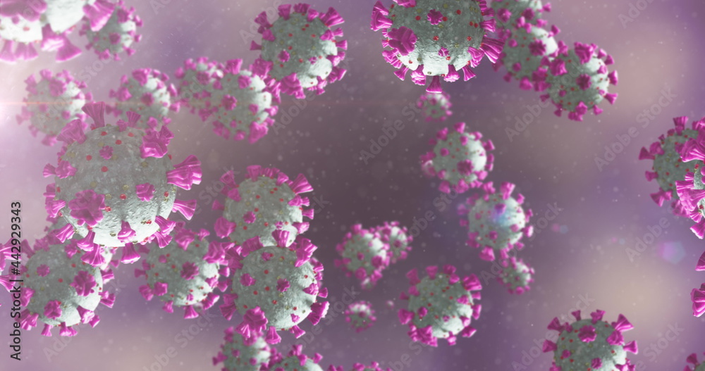 Image of macro Coronavirus Covid-19 cells floating in a vein. 4k