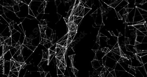 Network of connections against black background