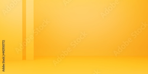 Fototapeta Naklejka Na Ścianę i Meble -  3d rendering of empty yellow orange abstract minimal background. Scene for advertising design, cosmetic ads, show, technology, food, banner, cream, fashion, kid, luxury. Illustration. Product display