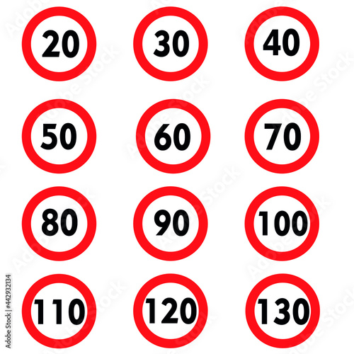 speed limit sign on white background