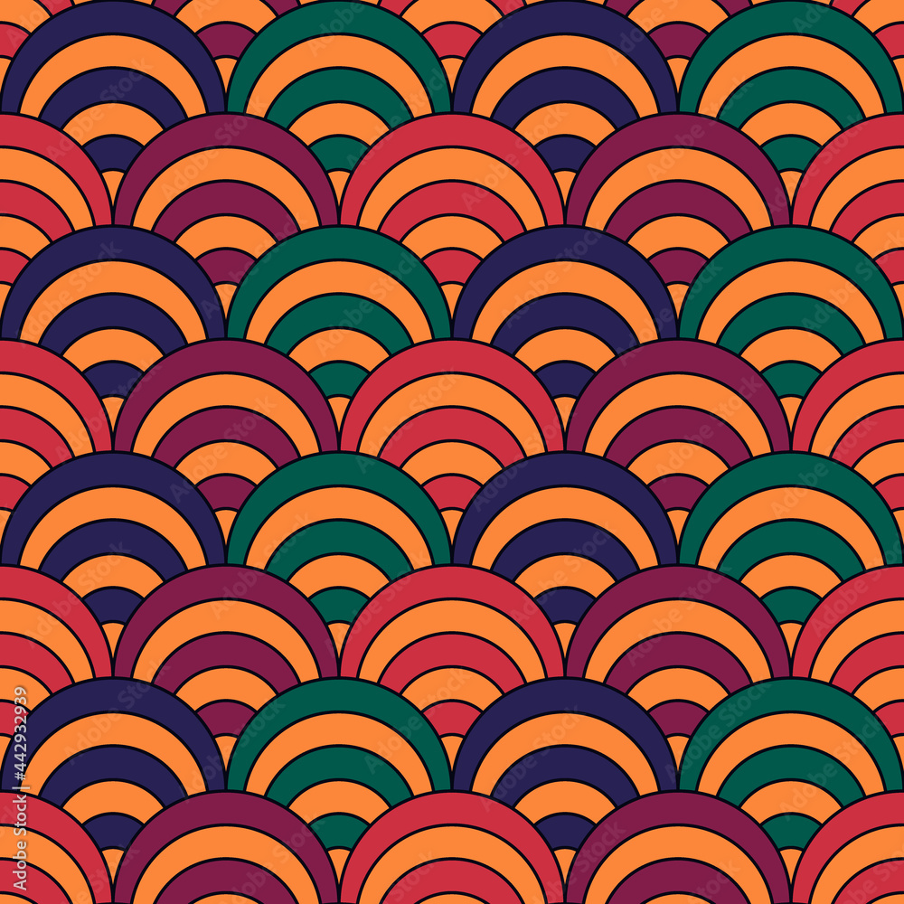 Seamless scales pattern. Japan traditional ornament. Ethnic embroidery. Repeated scallops. Fish scale. Repeat scallop shapes background. Vector tiles. Japanese sashiko uroko motif. Squama wallpaper Seamless scales pattern. Japan traditional ornament. Ethnic embroidery. Repeated scallops. Fish scale. Repeat scallop shapes background. Vector tiles. Japanese sashiko uroko motif. Squama wallpaper