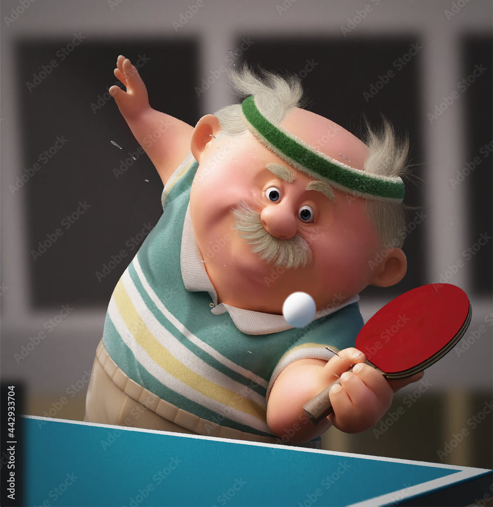 ping pong player an old man playing tennis for a long time 3d illustration  expert art games tennis old man cool master tired ilustración de Stock |  Adobe Stock