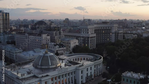The Verkhovna Rada building - It is the place where the Ukrainian parliament (Verkhovna Rada) meets for all regular and ceremonial sessions. Building in Kyiv city of Government of Ukraine. photo