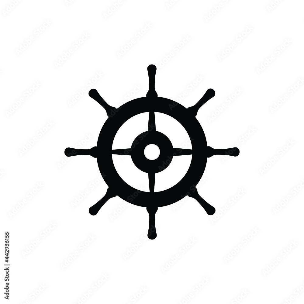 Obraz premium ship steering wheel logo icon design template