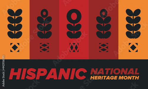 National Hispanic Heritage Month in September and October. Hispanic and Latino Americans culture. Celebrate annual in United States. Poster, card, banner and background. Vector illustration