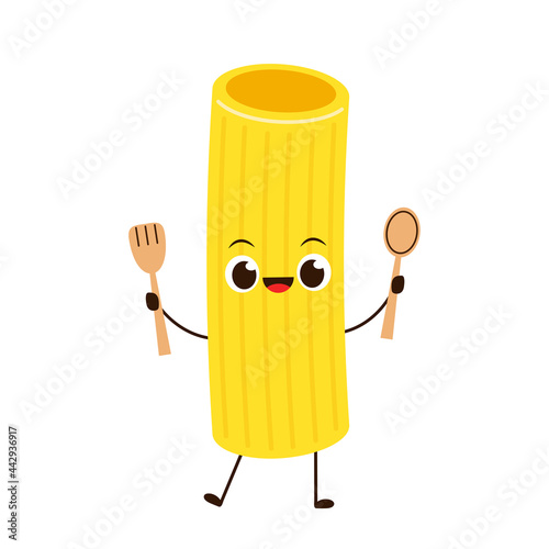 Pasta noodles character design. Pasta noodles on white background. 