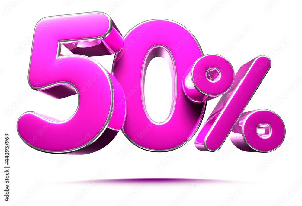 Pink 50 Percent 3d illustration Sign on White Background, Special Offer 50% Discount Tag, Sale Up to 50 Percent Off,share 50 percent,50% off storewide.With clipping path. Pink 50 Percent 3d illustration Sign on White Background, Special Offer 50% Discount Tag, Sale Up to 50 Percent Off,share 50 percent,50% off storewide.With clipping path.
