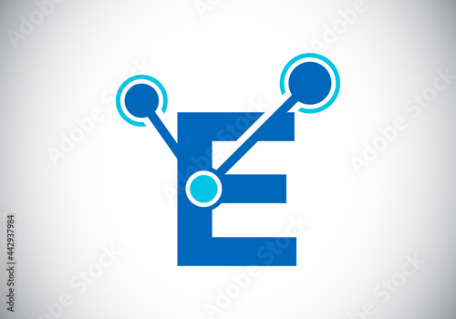 Initial letter E with technology logo sign symbol. Suitable for technology  Internet  and data related business