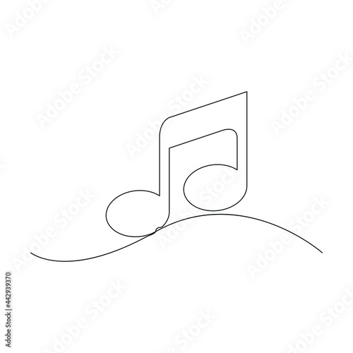 Музыкальная нота одна линия. Musical note one line. Vector isolated drawing.
