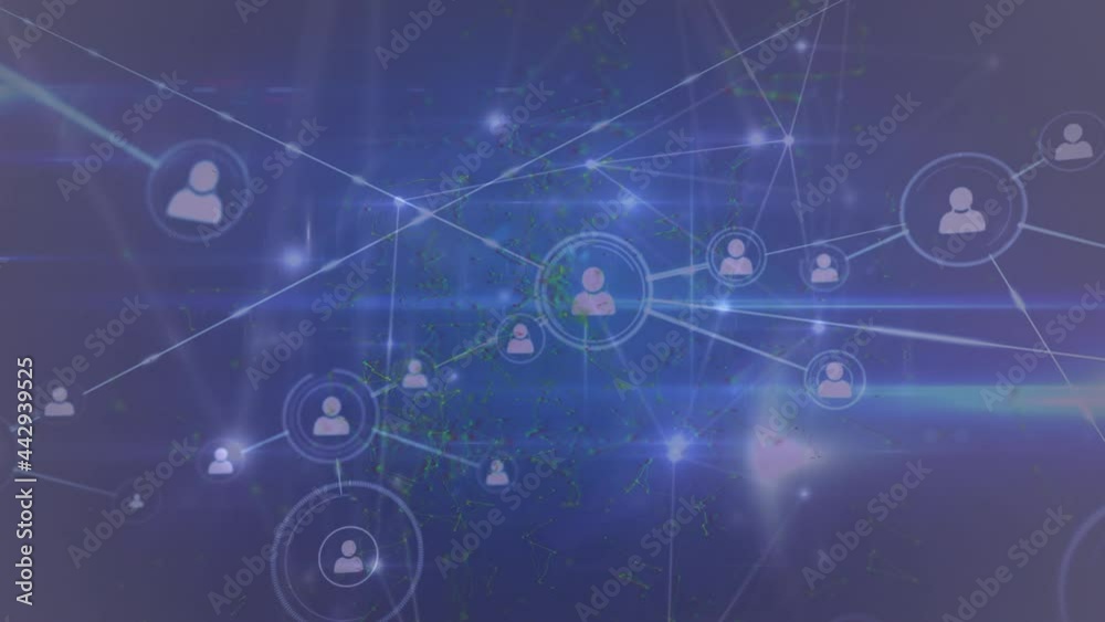 Animation of network of connections over purple background Animation of network of connections over purple background