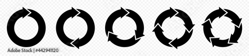 Circle arrows icon set. Round reload sign, repeat icon, rotate arrow symbol, Vector illustration