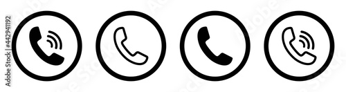 phone icon set, Telephone call sign, Contact us,  Vector illustration