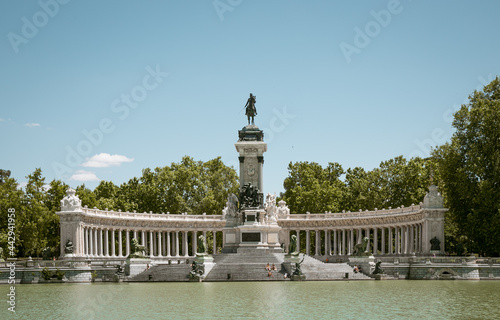 monument to the soldier in Parque del Retiro, Lake Madrid, Spain.