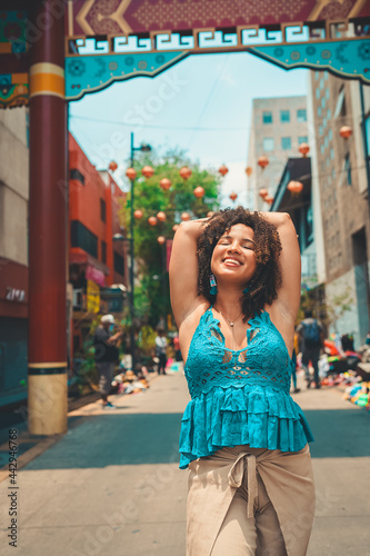 black woman enjoying the city