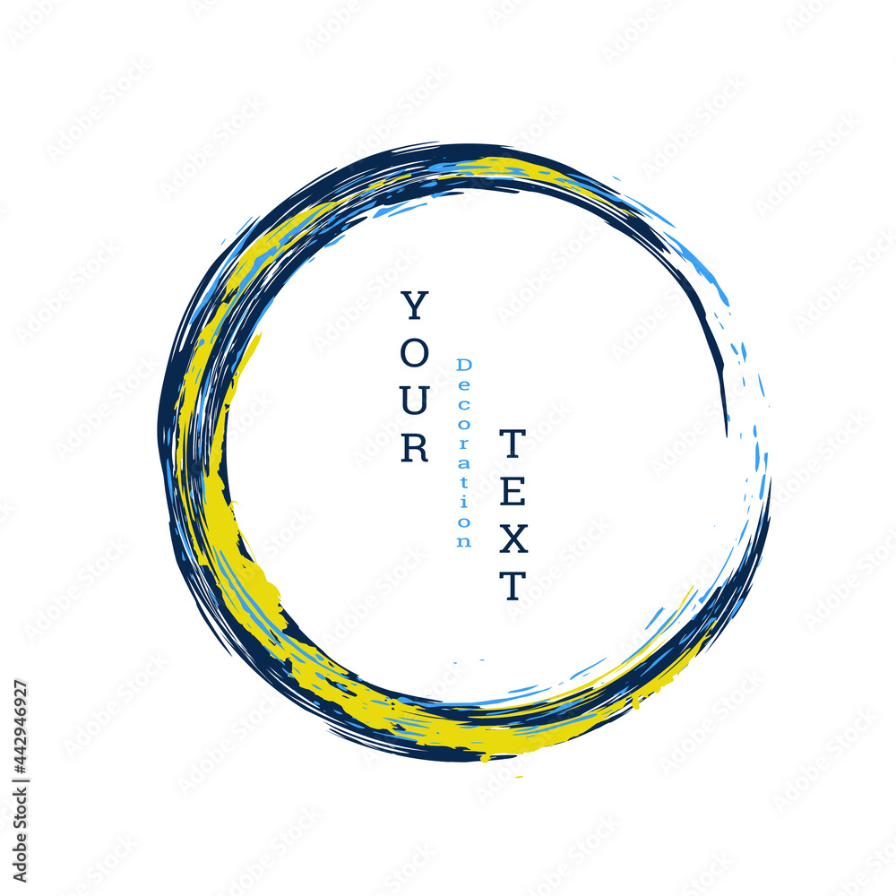 Zen ink circle emblem. Paint strokes. Multi-colored strokes. Design template for the design of banners, posters, booklets, covers, magazines. EPS 10