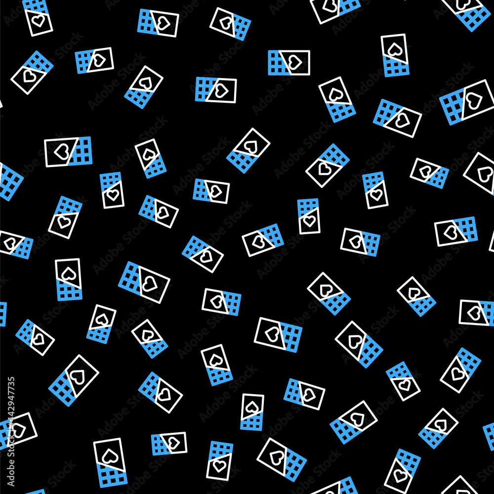 Line Chocolate bar icon isolated seamless pattern on black background. Valentines day symbol. Vector Line Chocolate bar icon isolated seamless pattern on black background. Valentines day symbol. Vector