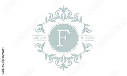An elegant logo or monogram design template with the letter F. An elegant luxurious letter symbol for cosmetics, royal and jewelry brands. Vector illustration
