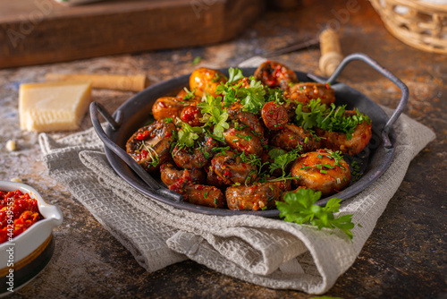 Fototapeta Naklejka Na Ścianę i Meble -  Mushrooms salad with chilli sauce