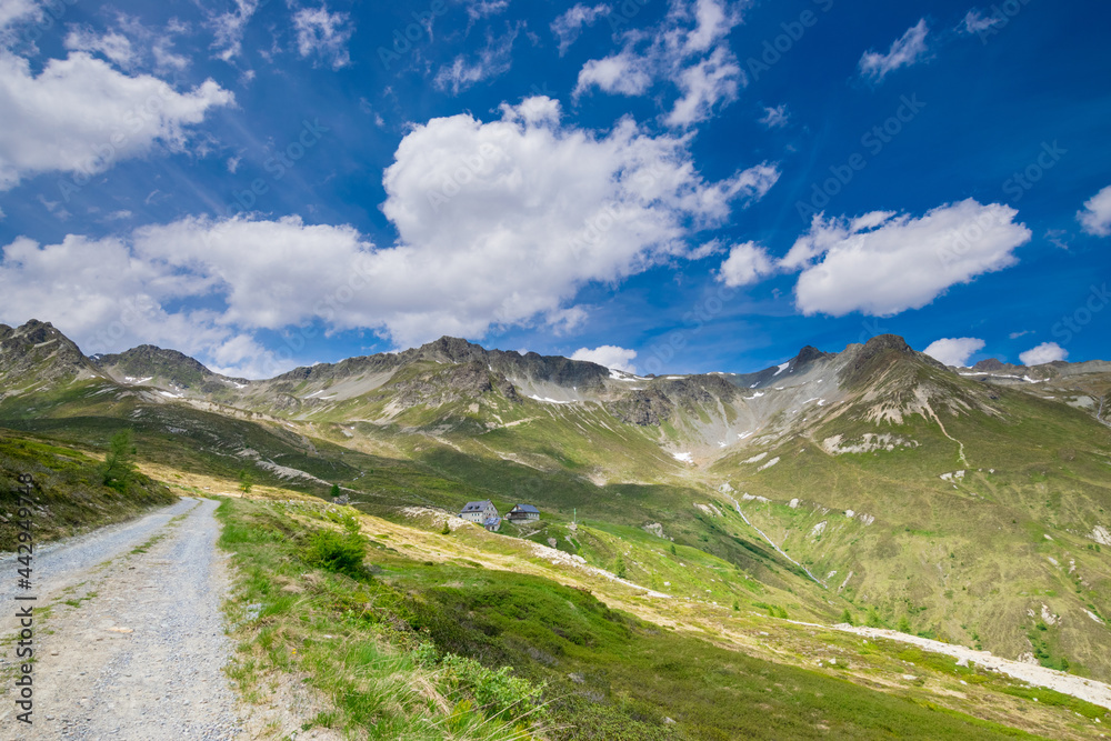 alpine landscape along a hiking trail near Ischgl (Tyrol, Austria)