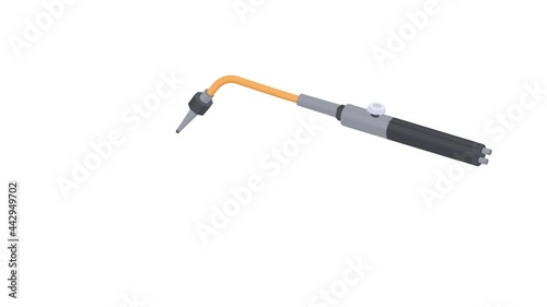 Welding torch. Animation of the device for welding, the alpha channel is enabled. Cartoon