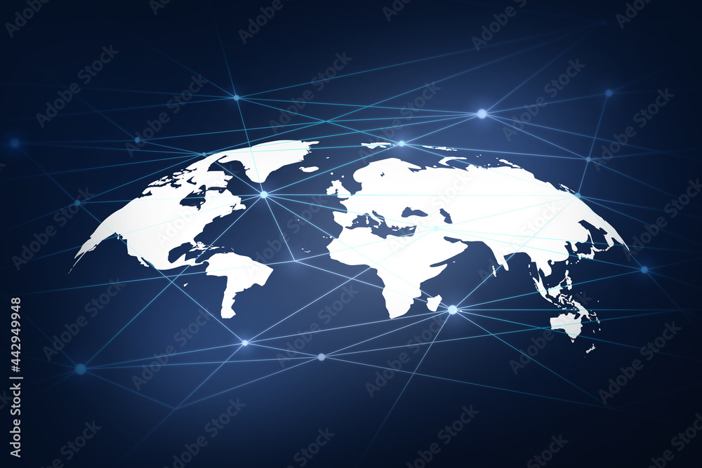 Global network on world map for technology and future concept Global network on world map for technology and future concept