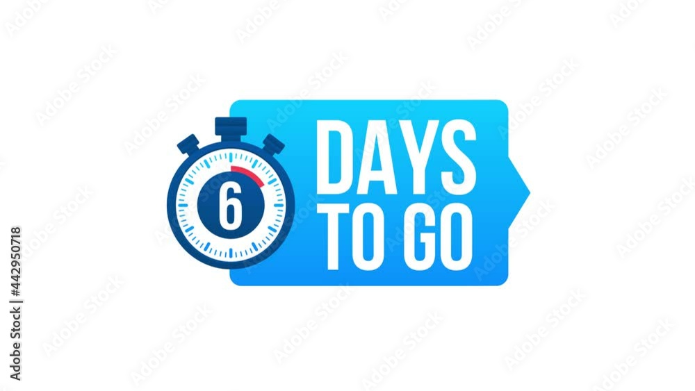 6 Days to go. Countdown timer. Clock icon. Time icon. Count time sale. Motion graphics. 6 Days to go. Countdown timer. Clock icon. Time icon. Count time sale. Motion graphics.