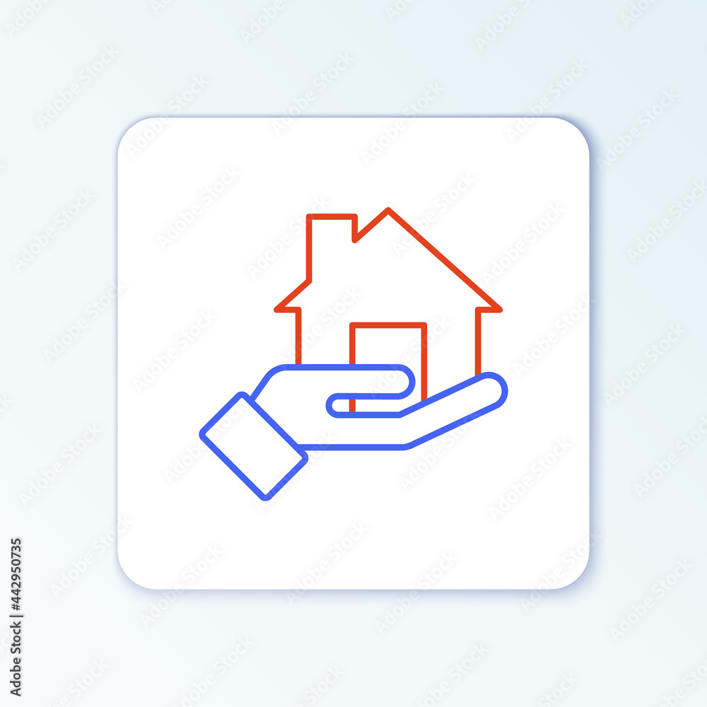 Line Realtor icon isolated on white background. Buying house. Colorful outline concept. Vector Line Realtor icon isolated on white background. Buying house. Colorful outline concept. Vector