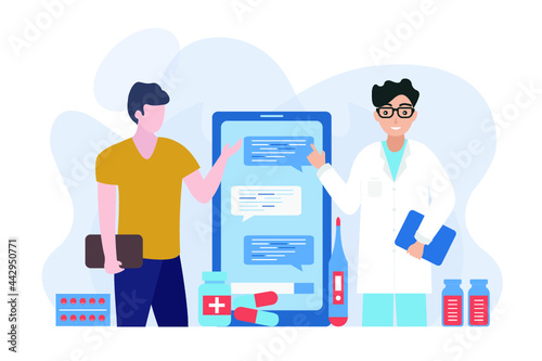 Doctor online inquiry vector illustration