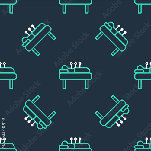 Line Acupuncture therapy icon isolated seamless pattern on black background. Chinese medicine. Holistic pain management treatments. Vector