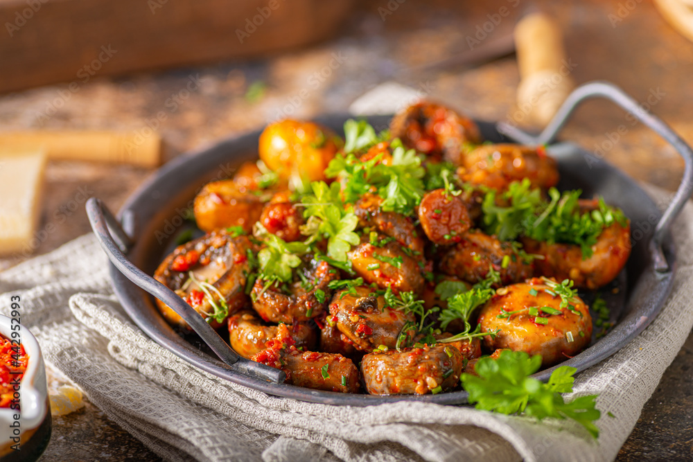 Mushrooms salad with chilli sauce Mushrooms salad with chilli sauce