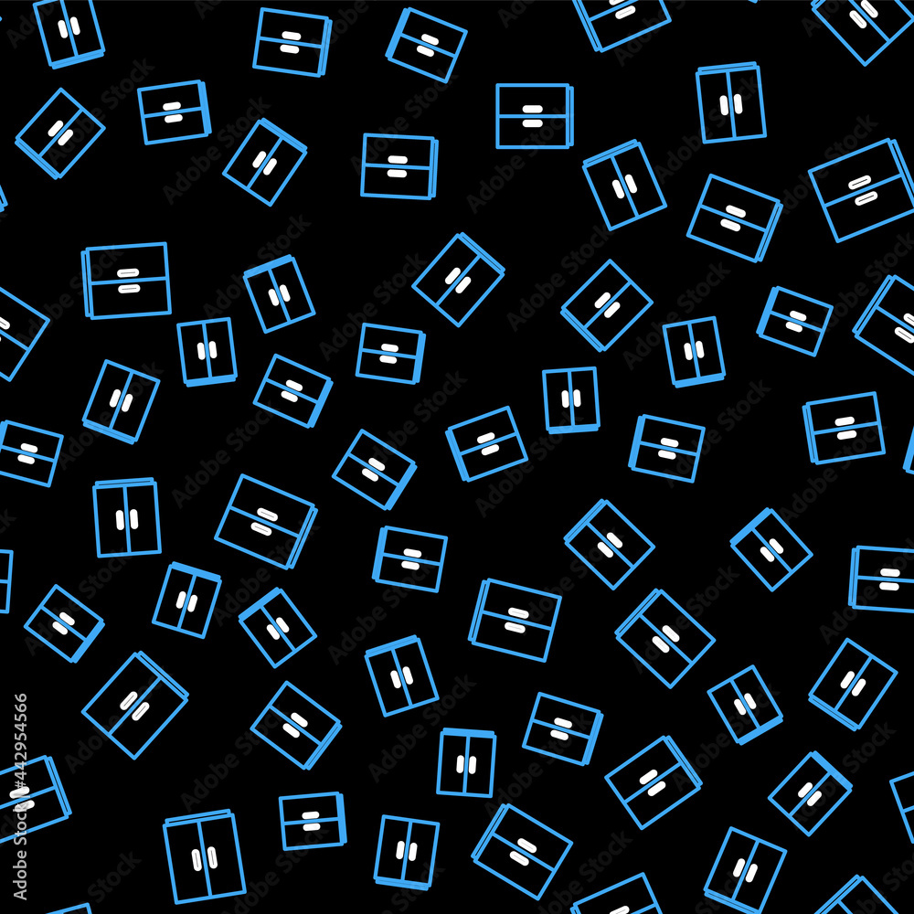 Line Wardrobe icon isolated seamless pattern on black background. Vector