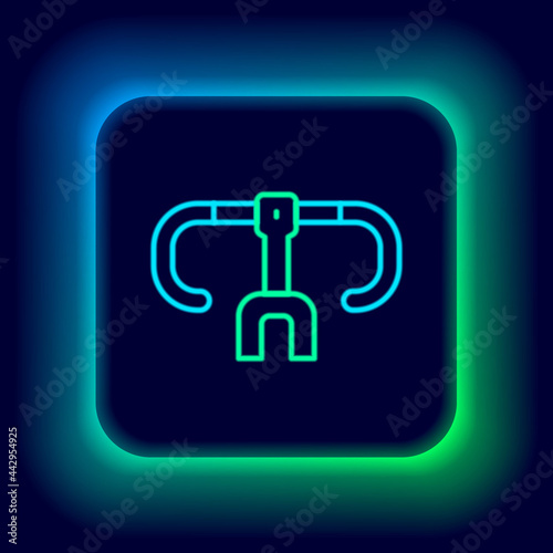 Glowing neon line Bicycle handlebar icon isolated on black background. Colorful outline concept. Vector