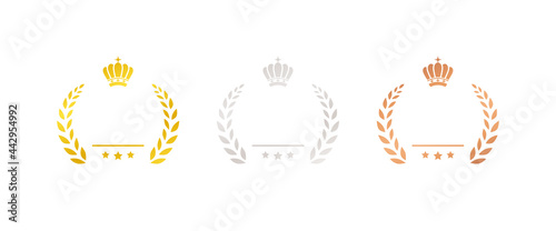 Gold and silver and bronze medal icon set / prize / prize / rank / ranking set photo