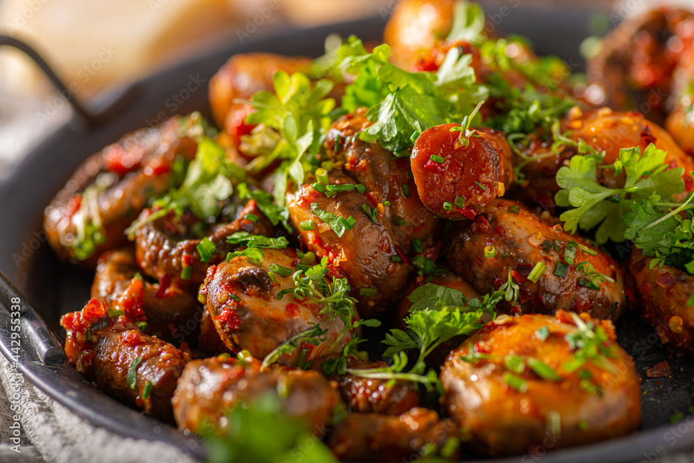 Mushrooms salad with chilli sauce Mushrooms salad with chilli sauce